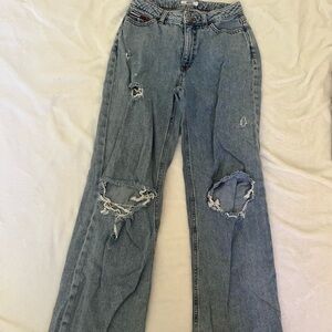 Tommy Hilfiger Blue Flare Wide Leg Jeans with Vintage Distressing